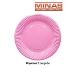 PLATOS DESCARTABLES DE 18 CM X 10 UND,ROSADO.