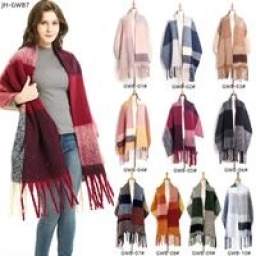 PASHMINA 50 CM X 180 CM,RECTANGULOS, 6 COLORES.