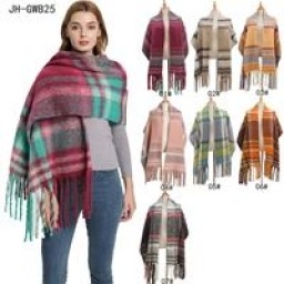 PASHMINA 50 CM X 180 CM, ESCOSESA, 6 COLORES.