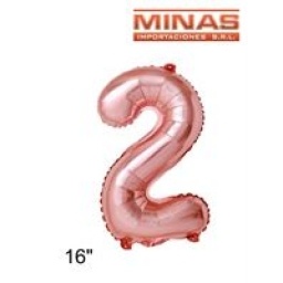 GLOBO N 2, DE 16" EN BOLSA.,ROSA GOLD.