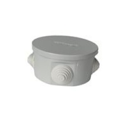 CAJA ESTANCA REDONDA 7,5 C.M X 4 CM, 4 ORIFICIOS.