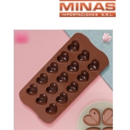 MOLDES DE SILIC. PARA 15 CHOC, 20 CM X 11 CM, CORAZONES.