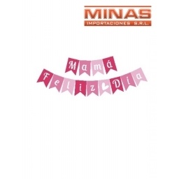 BANDERIN FELIZ DIA MAMA, TONOS ROSA.