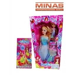 MUECA CON 2 VESTIDOS Y ACCESORIOS  33 X 16 CM