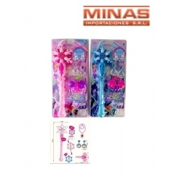 VARITA CON LUZ Y SONIDO + 4 ACCESORIOS.