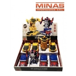 AUTO ROBOT DE 14 CM X 8 PCS,  AZUL Y AMARILLO, $290 CU,