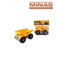 CAMION CON VOLQUETA,AMARILLO.