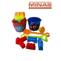 BALDE PECESITO + REGADERA + 6 ACCESORIOS, DOS COLORES