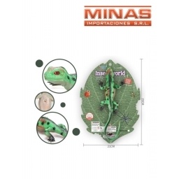 LAGARTIJA VERDE Y NARANJA DE GOMA X 10.