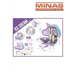 CARTERA UNICORNIO  CON SET DE HELADOS.