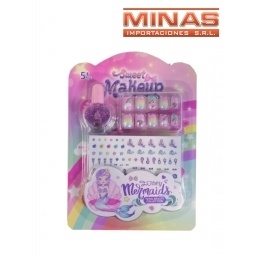 MAQUILLAJE SIRENA,UAS + ESMALTE+STICKER