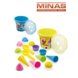 BALDE HELADOS , CON GLITER + 4 CUCURUCHOS + CUCHARA.