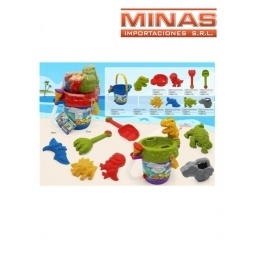 BALDE DINO + MANGUERA + 9 ACC. DE PLYA.