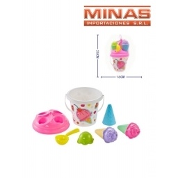 BALDE BLANCO + 3 CUCURUCHOS + CUCHARA.