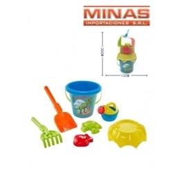 BALDE DINO + REGADERA + 5 ACCESORIOS.