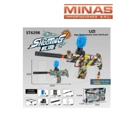 ARMA UZI RECARGABLE LANZA ORBITS X 42 CM + 5.000 ORBITS + GAFAS + SILENCIADOR, 2 COLORES.