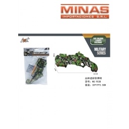 ARMA CAMUFLADA X 26 CM + 6 DARDOS DE GOMA