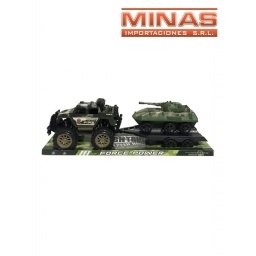 CAMIONETA MILITAR CON TANQUE DE GUERRA 54 X 17 CM
