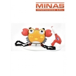 MOCHILA DE AGUA CON PISTOLA, CANGREJO, 50 CM  X 32 CM,