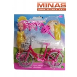 BICICLETA DE 18 CM + MUECA + CASCO 2 ACCESORIOS.