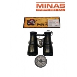 BINOCULARES + BRUJULA DE PIRATA. 21 CM X 17 CM