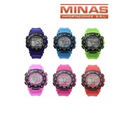 RELOJ PULSERA ANTI-AGUA 5 COLORES SURTIDOS DISPLAY DE 10 PCS