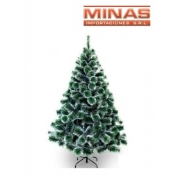 ARBOL PINO NEVADO X 180 CM, 250 RAMAS, CON BASE DE METAL.