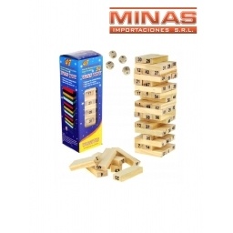 JENGA DE MADERA DE 54 PCS, NUMERADO.