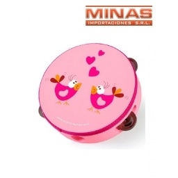 PANDERETA DE MADERA COLORES Y DIBUJOS 18 CM