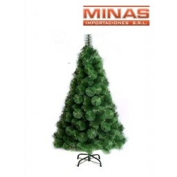 ARBOL PINO VERDE X 210 CM, 300 RAMAS, CON  BASE DE METAL.