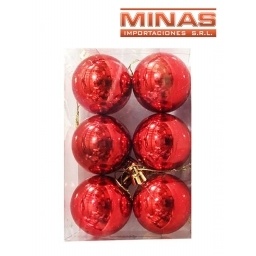 ESFERA DE NAVIDAD DE 5 CM  X 6 PCS, ROJO.