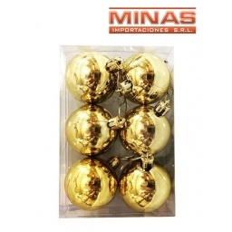 ESFERA DE NAVIDAD DE 6 CM  X 6 PCS, DORADO.