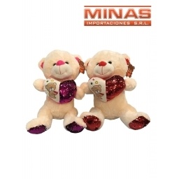 PELUCHE OSO 40 CM CON LENTEJUELAS 2 COLORES