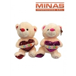 PELUCHE DE 40 CM TE AMO CON LENTEJUELAS