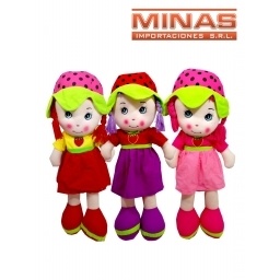 MUECA DE TRAPO DE 62 CM, 3 COLORES.