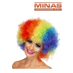 PELUCA MULTICOLOR, CON RULOS.