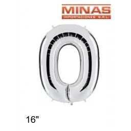GLOBO N 0, DE 16 PULGADAS, PLATEADO.