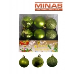 ADORNO DE NAV. VERDE 5 CM X 18 PCS, $ 12 CU.