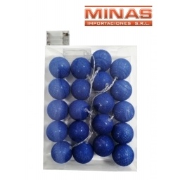 LUCES CALIDAS, 20 ESFERAS AZULES DE 6 CM, A PILA.