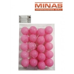LUCES CALIDAS, 20 ESFERAS ROSADAS DE 6 CM, A PILA.