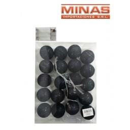 LUCES CALIDAS, 20 ESFERAS NEGRAS DE 6 CM, A PILA.