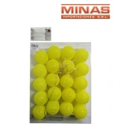 LUCES CALIDAS, 20 ESFERAS AMARILLAS DE 6 CM, A PILA.