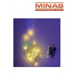 LUZ LUCIERNAGA CALIDA X 50 LED, A PILA.