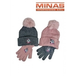 SET DE GORRO Y GUANTE UNICORNIO, 2 COLORES.