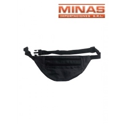 RIONERA DE CUERO,3 CIERRES,NEGRA DE 30 CM.