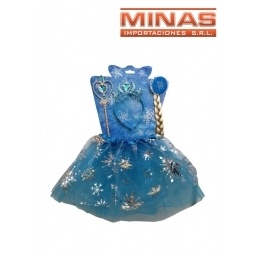 FALDA CELESTE + TIARA + VARITA + TRENZA.