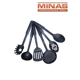 SET DE MENAJE NEGRO X 6 PCS DE 30 CM.