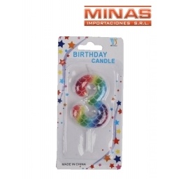 VELA NUMERO 3 MULTICOLOR.