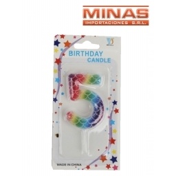 VELA NUMERO 5 MULTICOLOR.