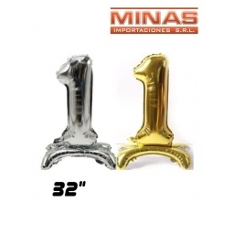 GLOBO CON BASE N 1, 32 PULGADAS.